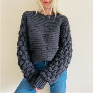 Elodie Oversized Chucky Bubble Knit Dark Grey Sweater | XS